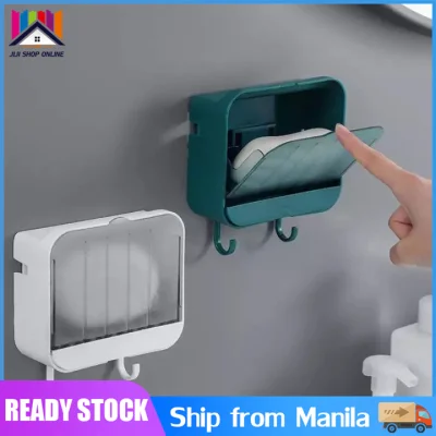 Bathroom Soap Box Storage Organizer Hanging Punch-free Sticky Wall-Mounted Drain Rack Soap Box