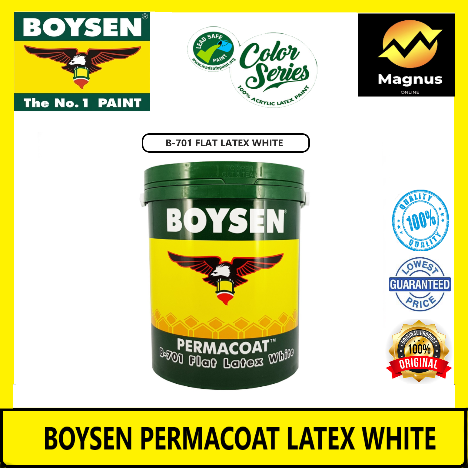 Boysen Permacoat Latex White Paint Flat / SemiGloss / Gloss 4 Liters