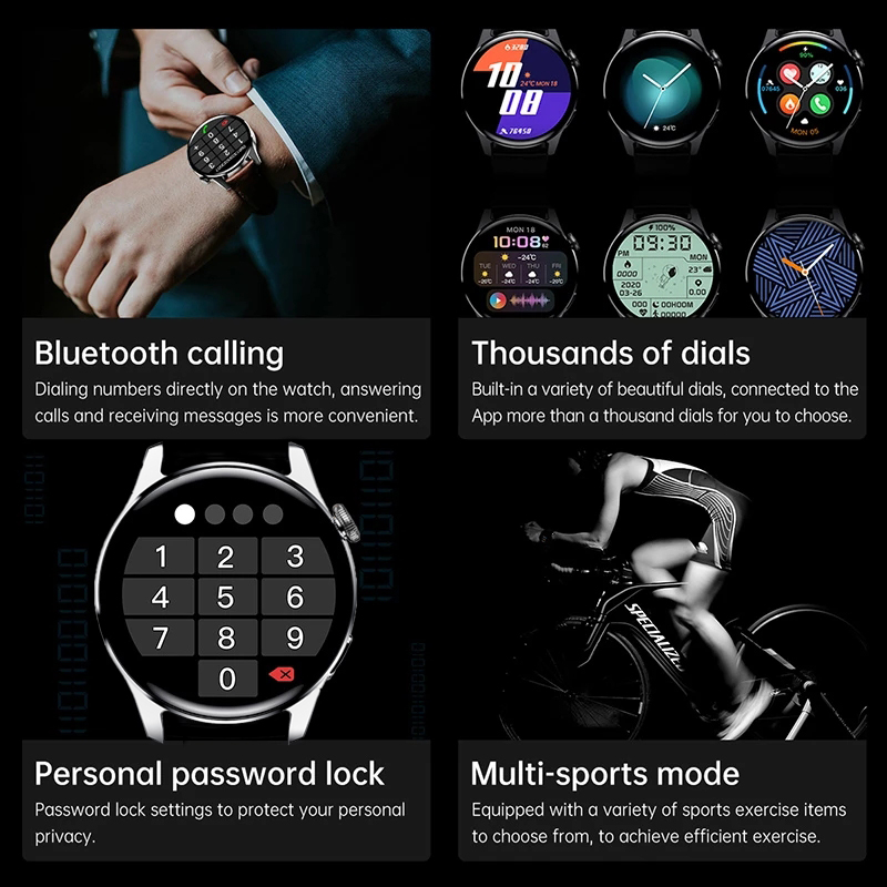 LIGE New Smart Watch Men Full Touch Screen Watch Sports Fitness