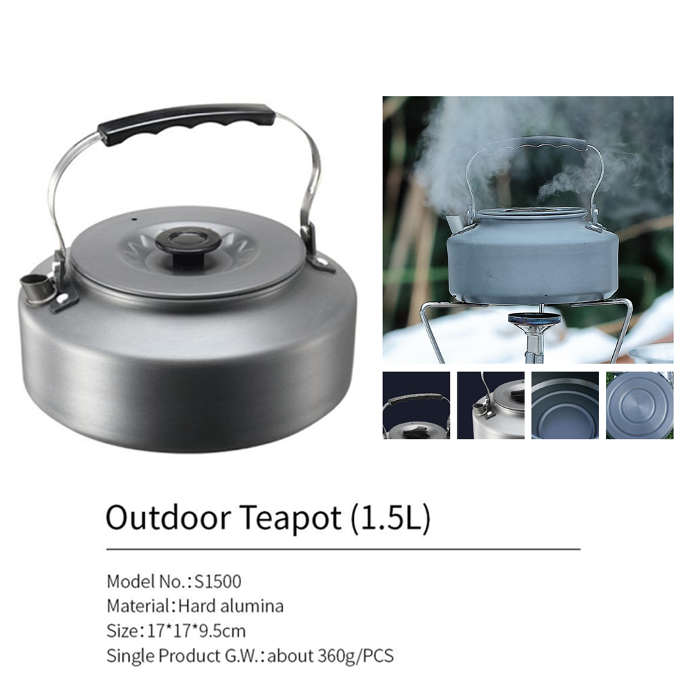 CAMPINGMOON Aluminum Alloy Camping Kettle Tea Pot 1L 1.5L Hot Boil Boiling Water Tea Coffee Pot