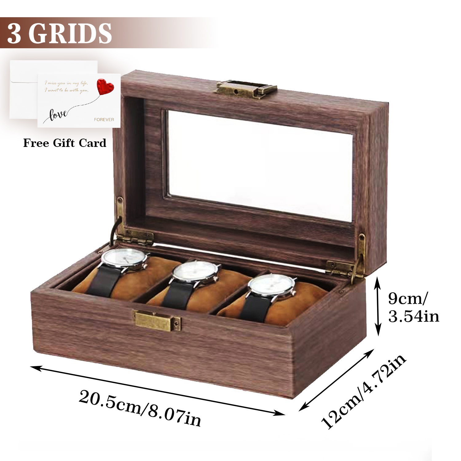 Wood Watch Storage Box 2 3 6 10 12 Slot Dust Proof Glass Cover Watch