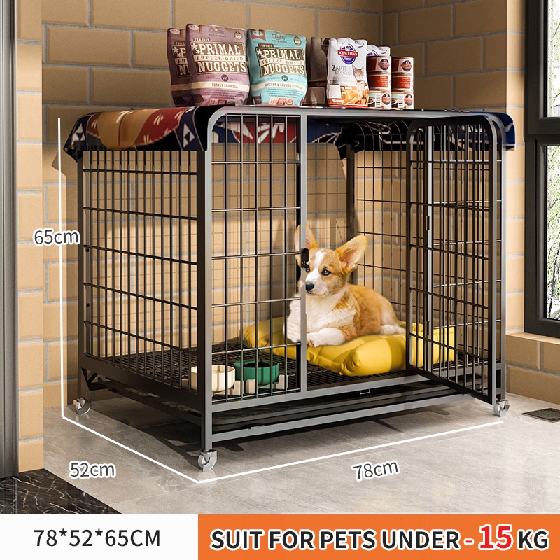 Square Tube Dog Cage Crates With Bathroom Partition For Easy