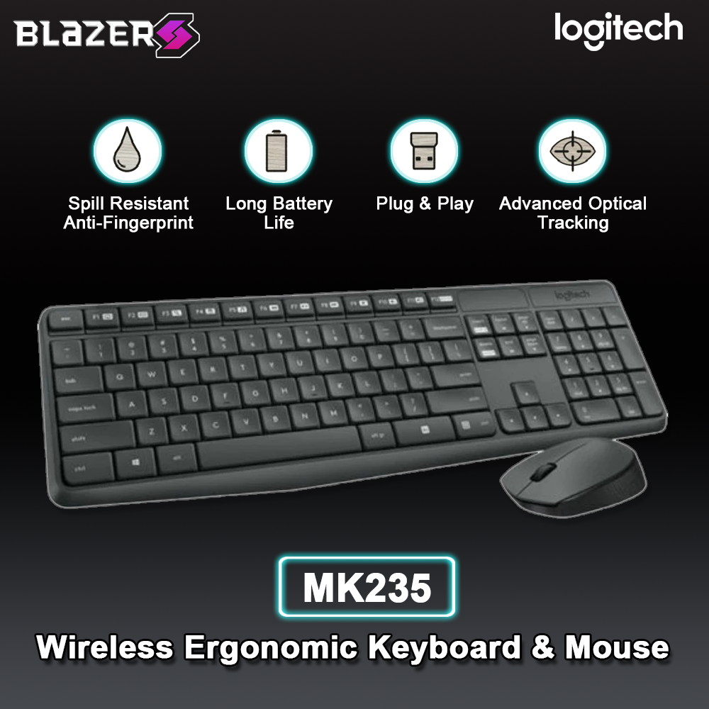 Logitech Mk235 Wireless Ergonomic Keyboard And Mouse Bundle Combo Set Durable And Simple Design Long Lasting Batteries Lazada Ph