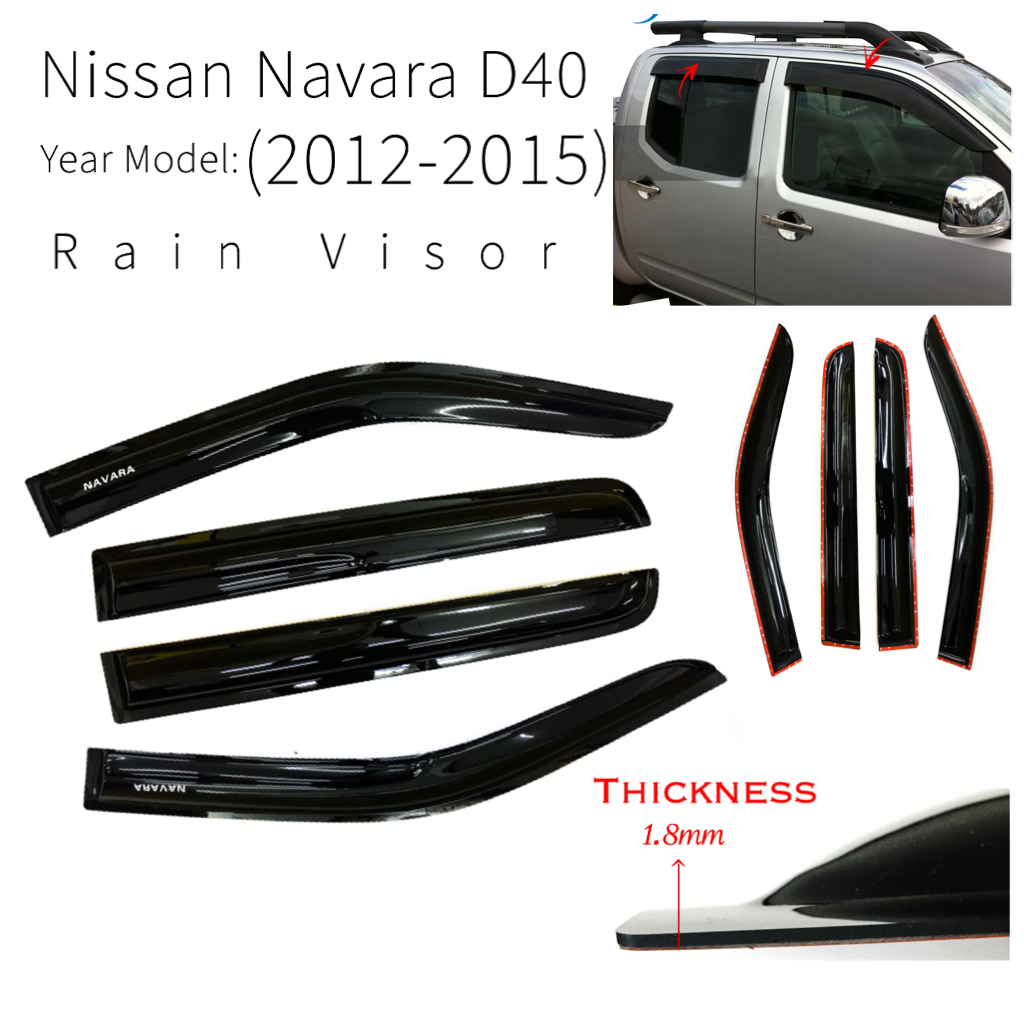 CPO RAIN VISOR NISSAN NAVARA D40 (20122015) BLACK (THICKNESS 1.8mm