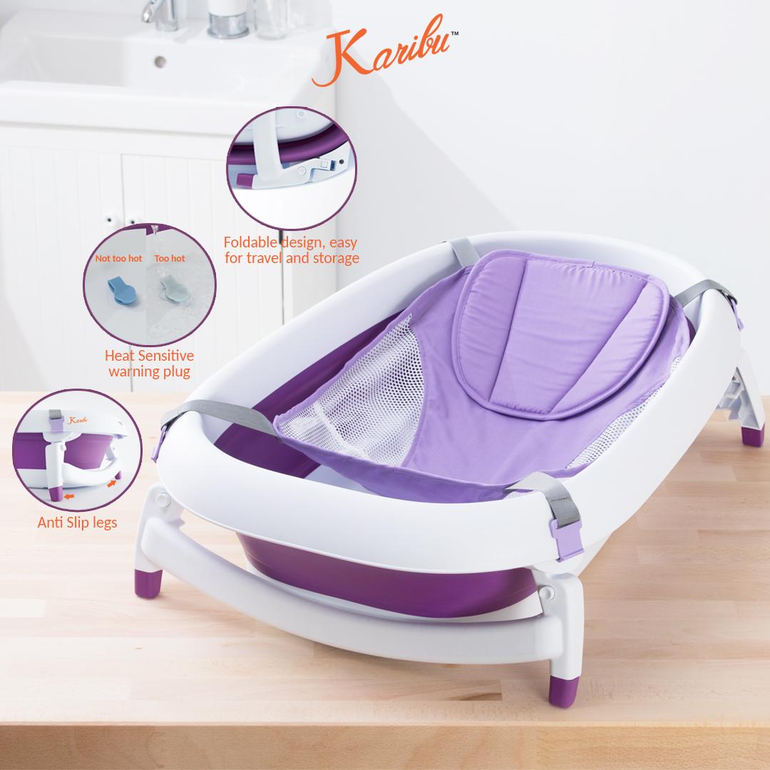 Karibu Mega Anti-Mould Folding Bath with Bath Net Purple PM3799-1 ...