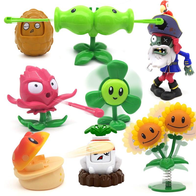 Plants Vs. Zombies Children's Toys New Genuine Plant War Zombie Toy Double Pea Shooter Clover Gift Box Set Boy's