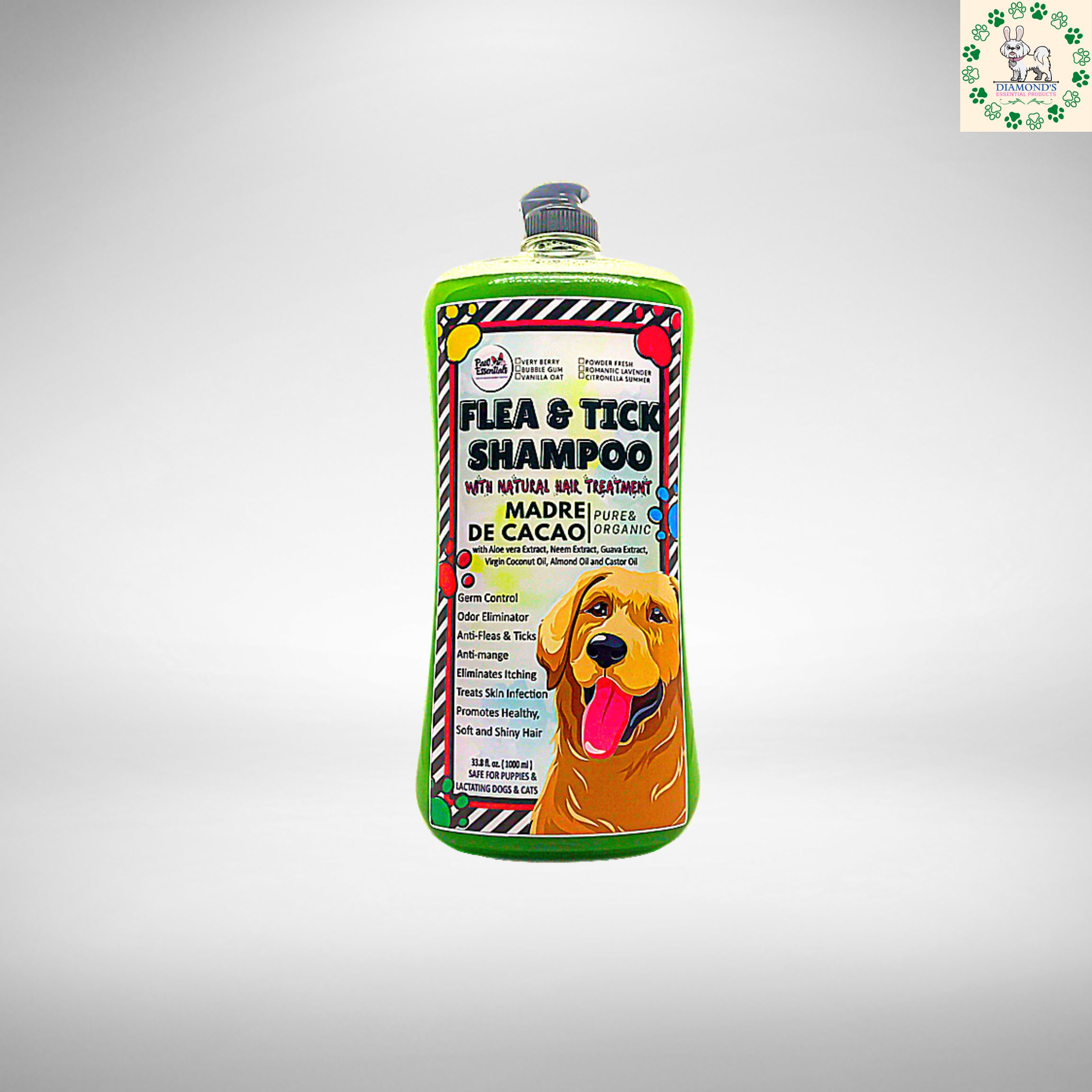 Premium Organic MADRE DE CACAO Dog Shampoo by Paw Essentials Anti