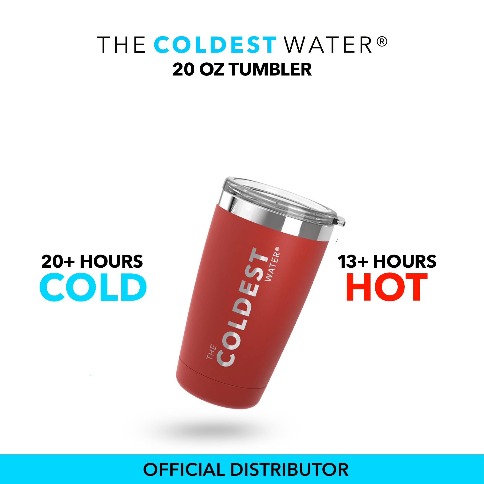 COLDEST Water Tumbler 20 Oz (600 ml) Stainless Steel Hot and Cold Insulated Tumbler Bottle