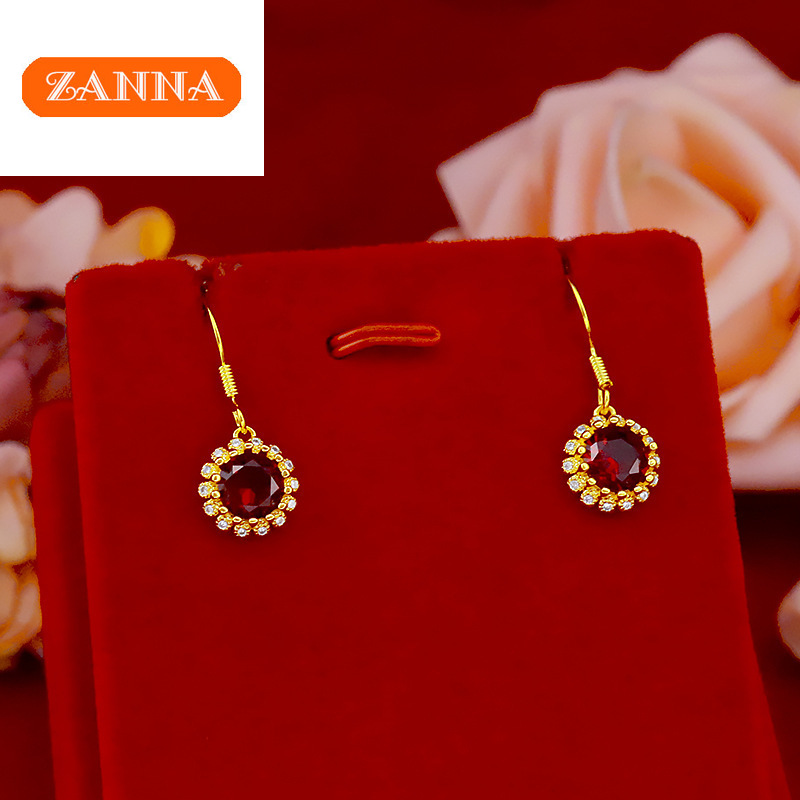 18k gold สร้อยคอผู้หญิง little daisy gem ring earrings three piece set