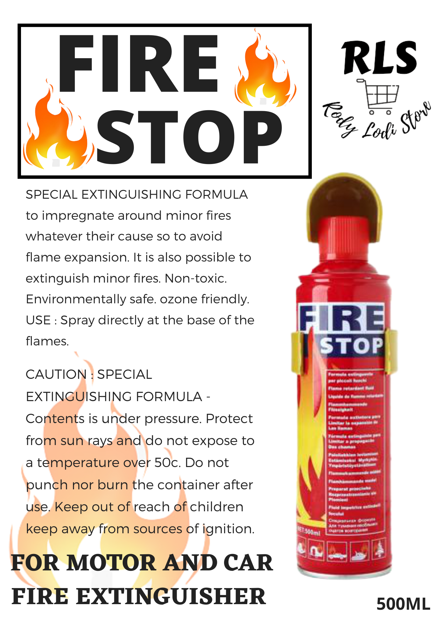 Car And Motorcycle Fire Extinguisher With Stand Portable Fire Stop