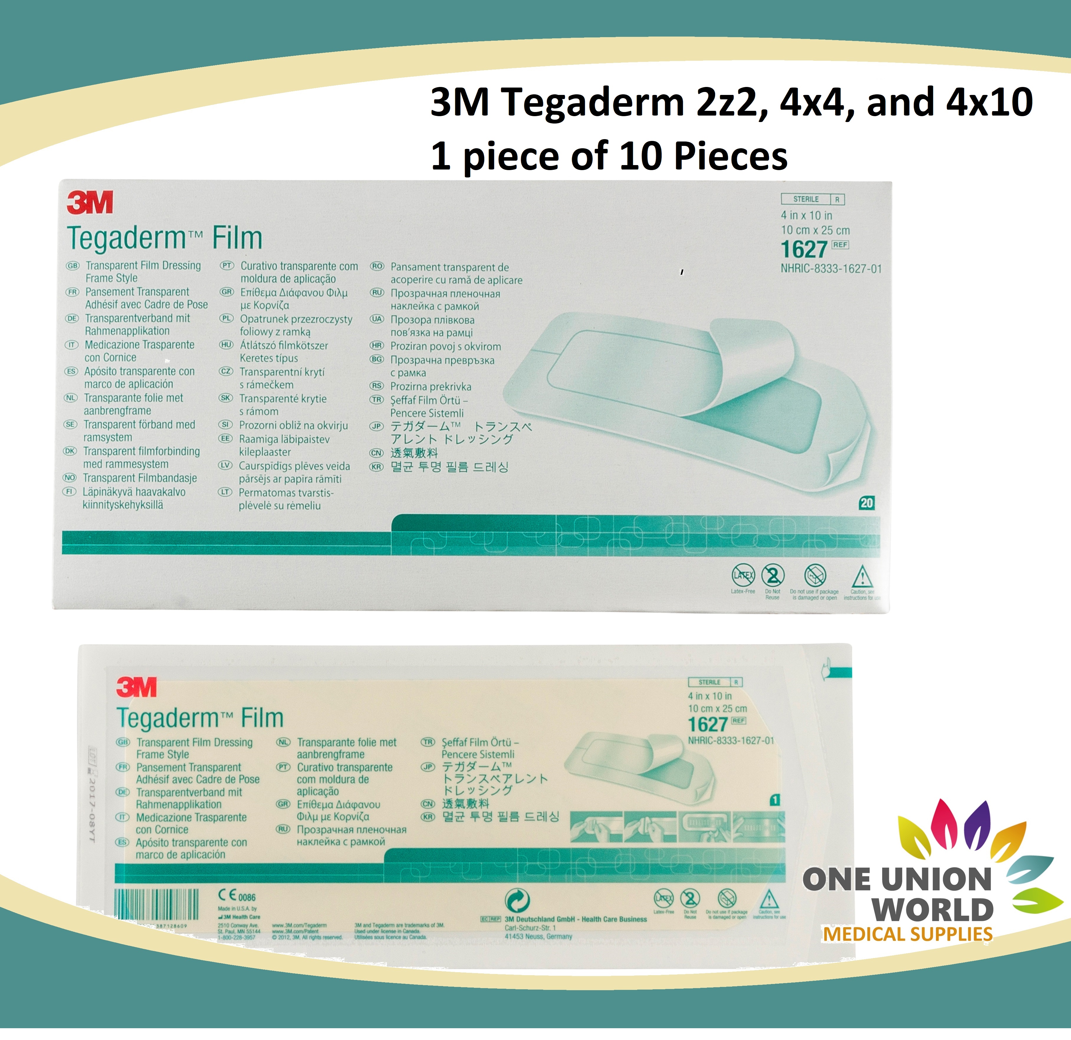 Tegaderm Film 3M Tegaderm Sizes 2x2 , 4x4 , 4x10 (1 Piece, 10 Pieces
