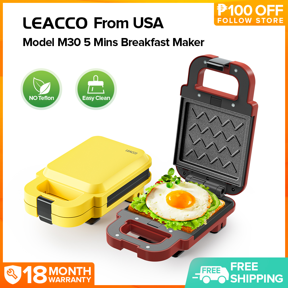 Leacco M30 Waffle Maker 600W High Power Mini Portable Electric Sandwich Non Stick Pancake Maker