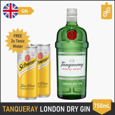 Tanqueray London Dry Gin 750mL Free 2x Schweppes Tonic Water