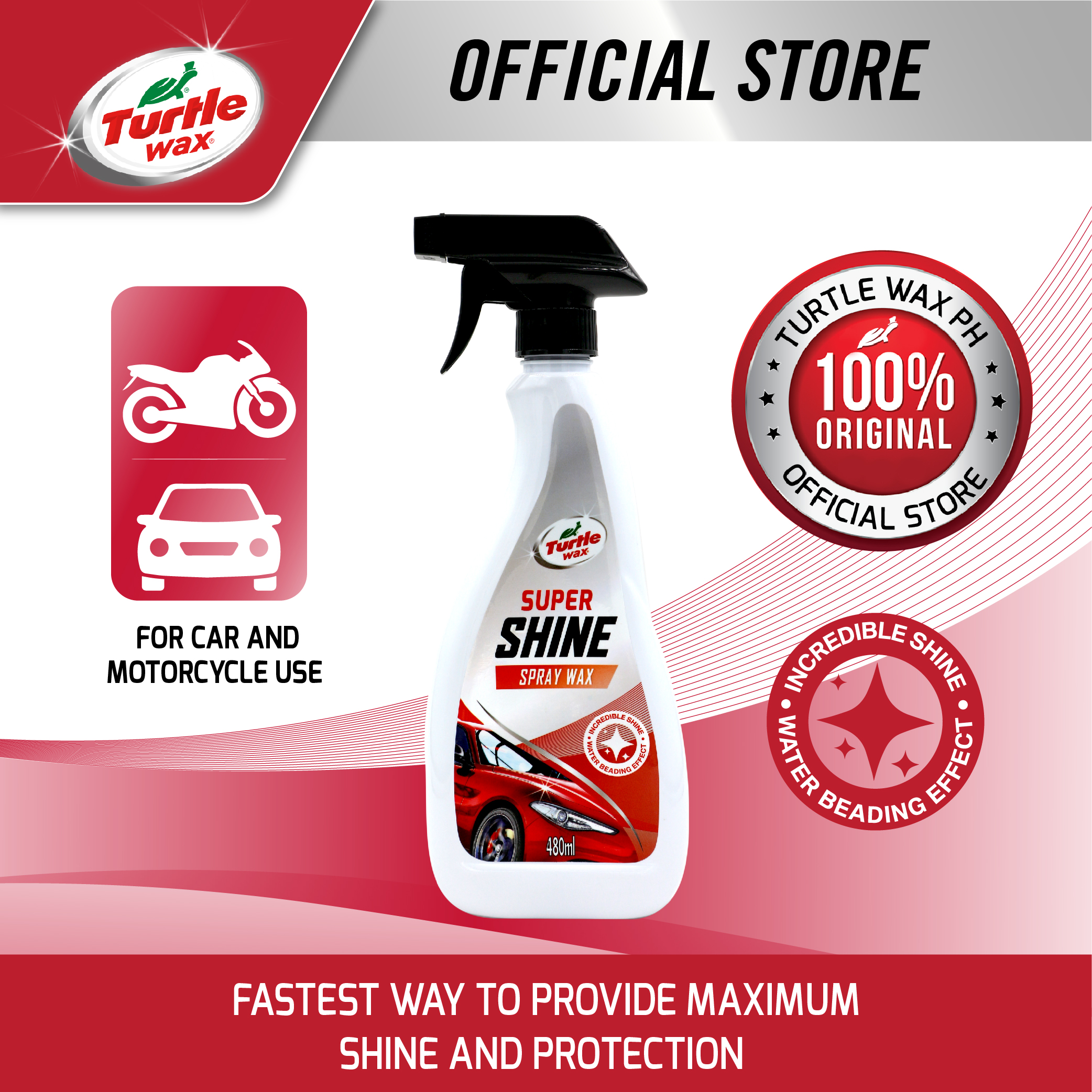 Turtle Wax Super Shine Series Spray Wax for Cars and Motorcycles
