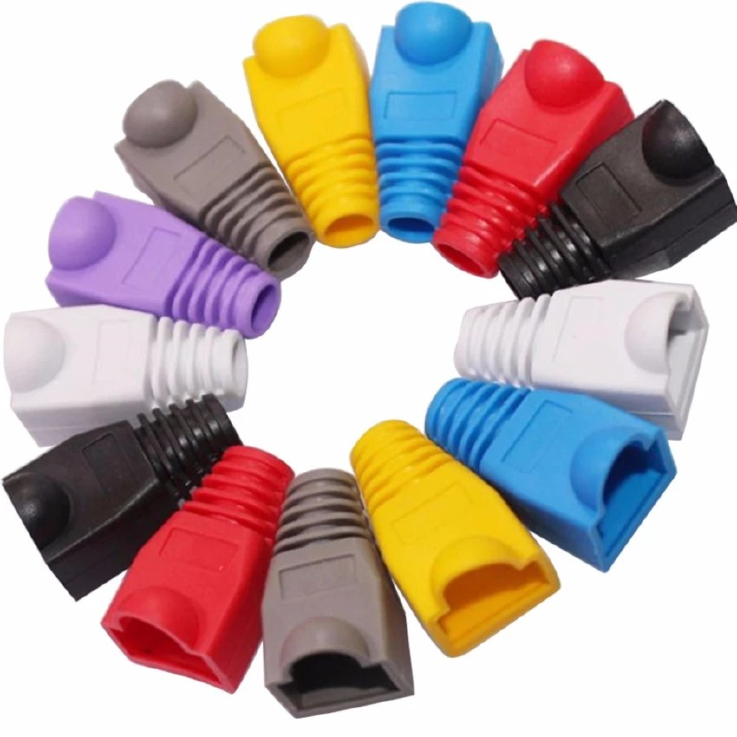 RJ45 Rubber Boots Colored Modular Plug Cover Assorted Color (100pcs