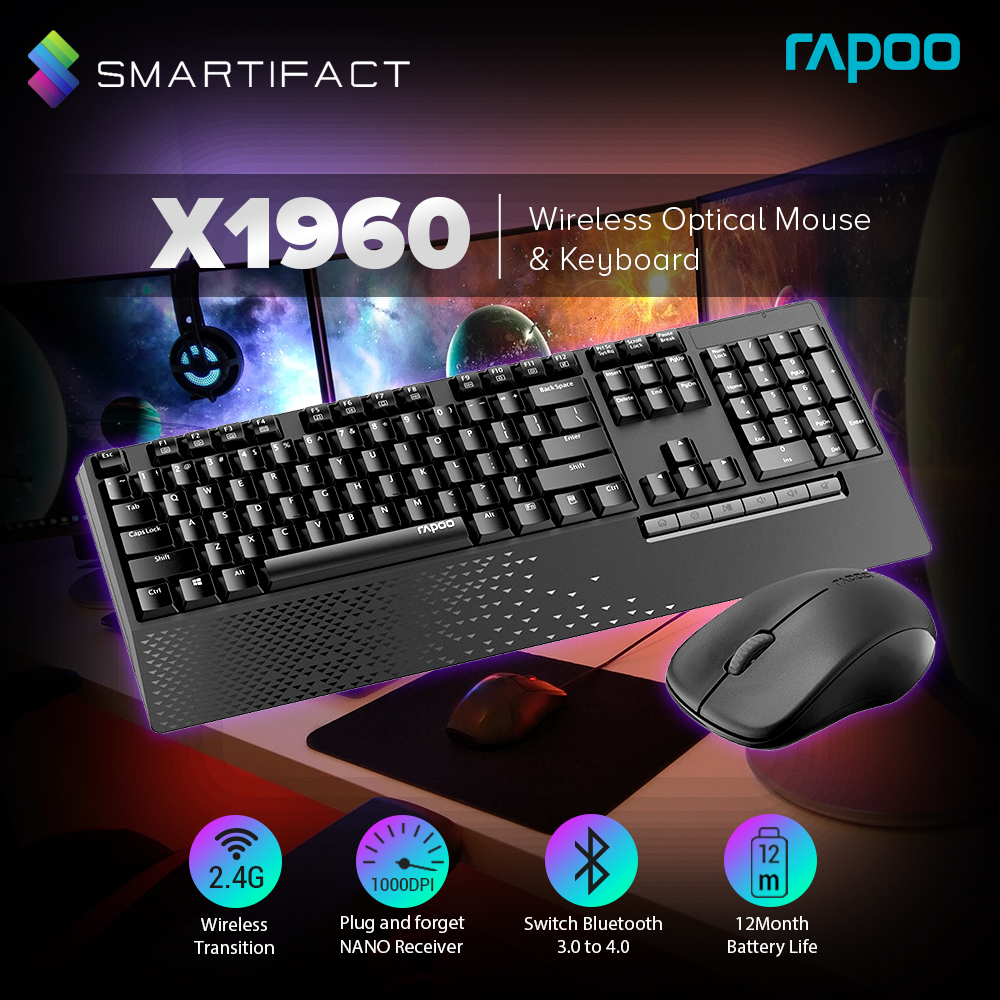 Rapoo X1960 Wireless Keyboard & Mouse Combo Optical Mouse & Keyboard