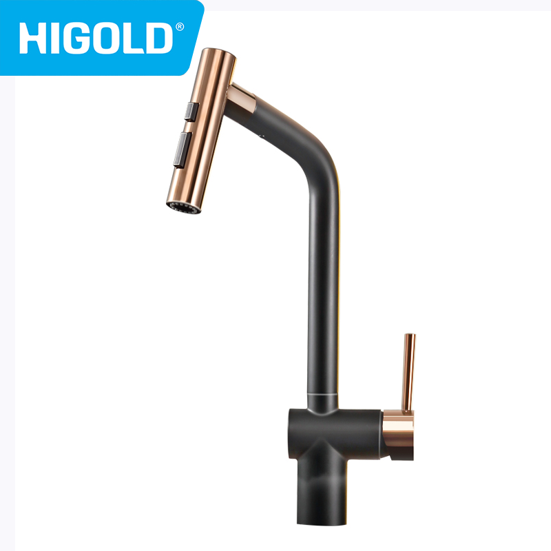 HIGOLD Kitchen Faucet Cold Water Hot Water Faucet Gold Tap Pull Down