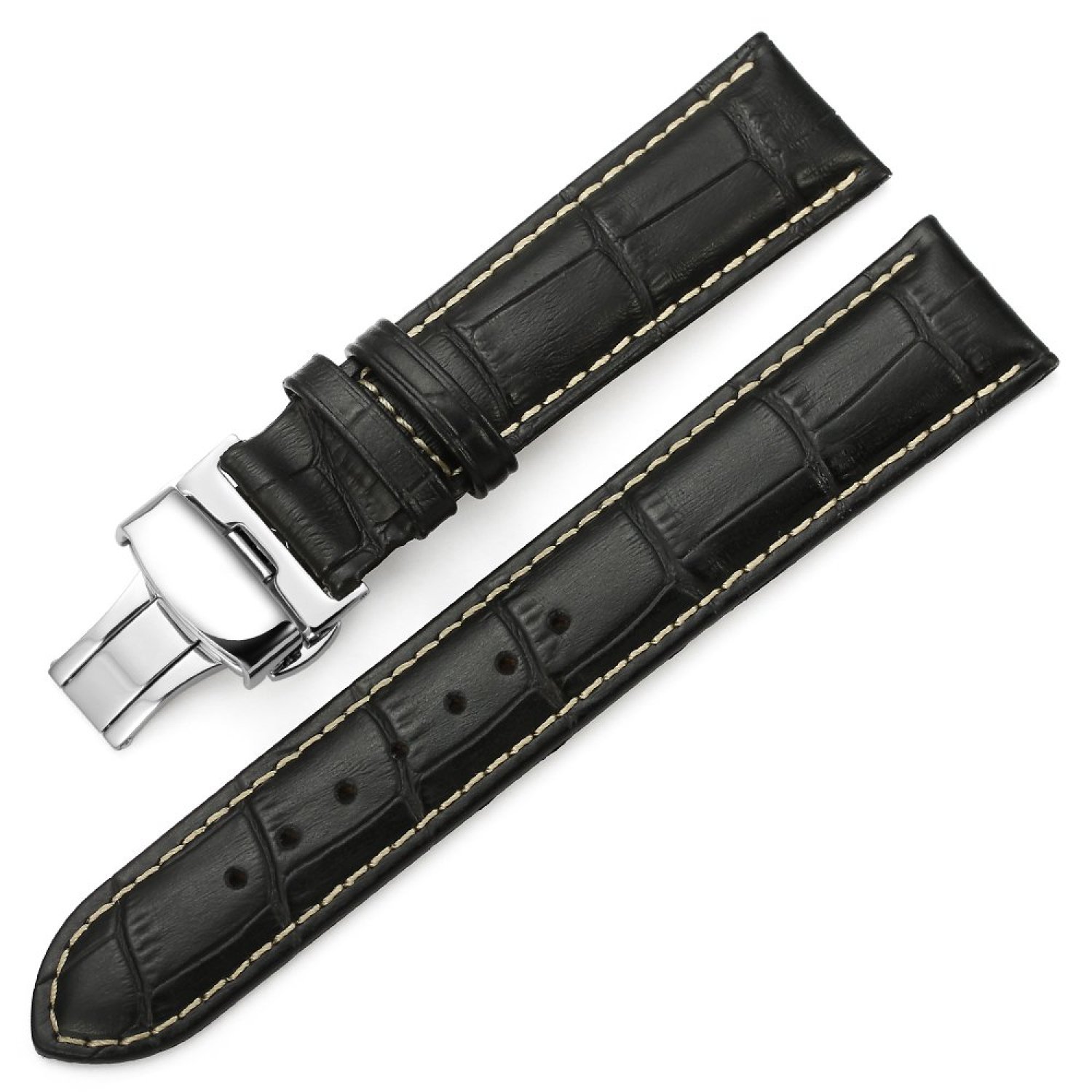 black leather watch strap