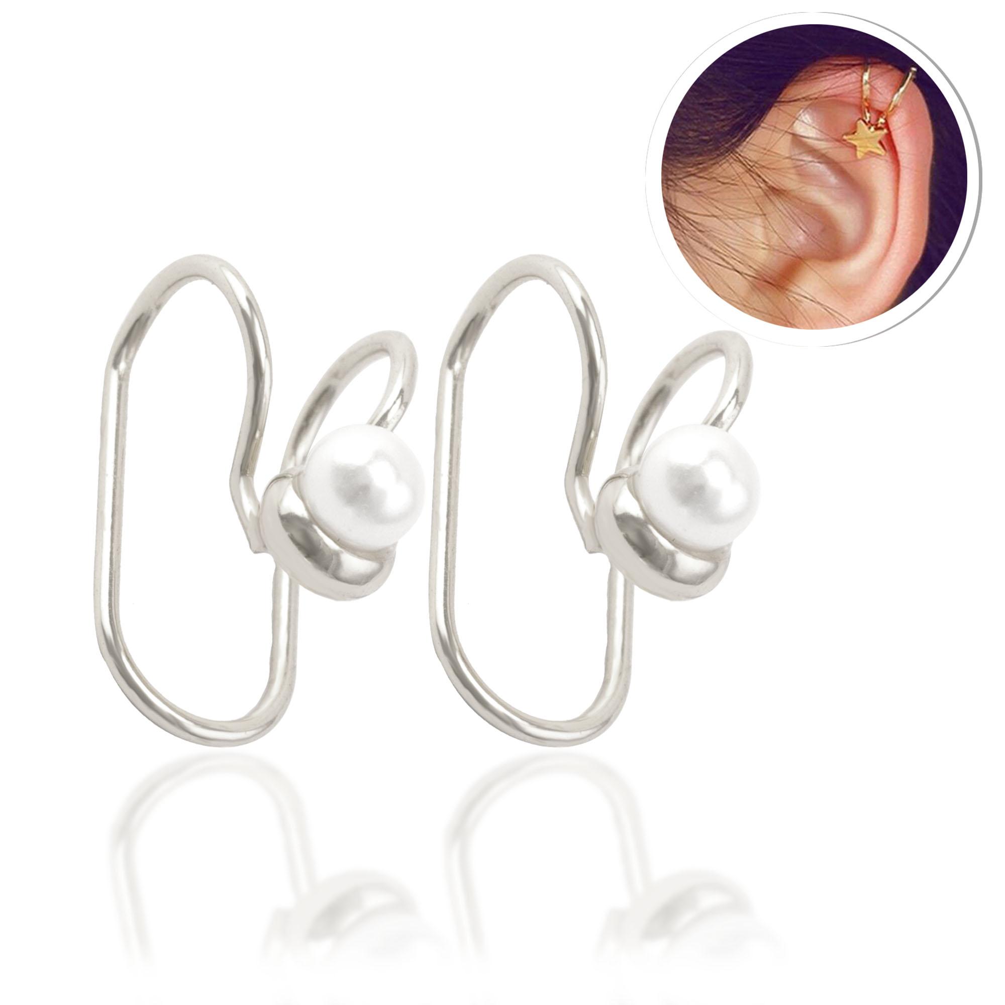 2pcs Unisex Punk Non-piercing Cartilage Cuff Eardrop Ear Clip Clip-on Earrings
