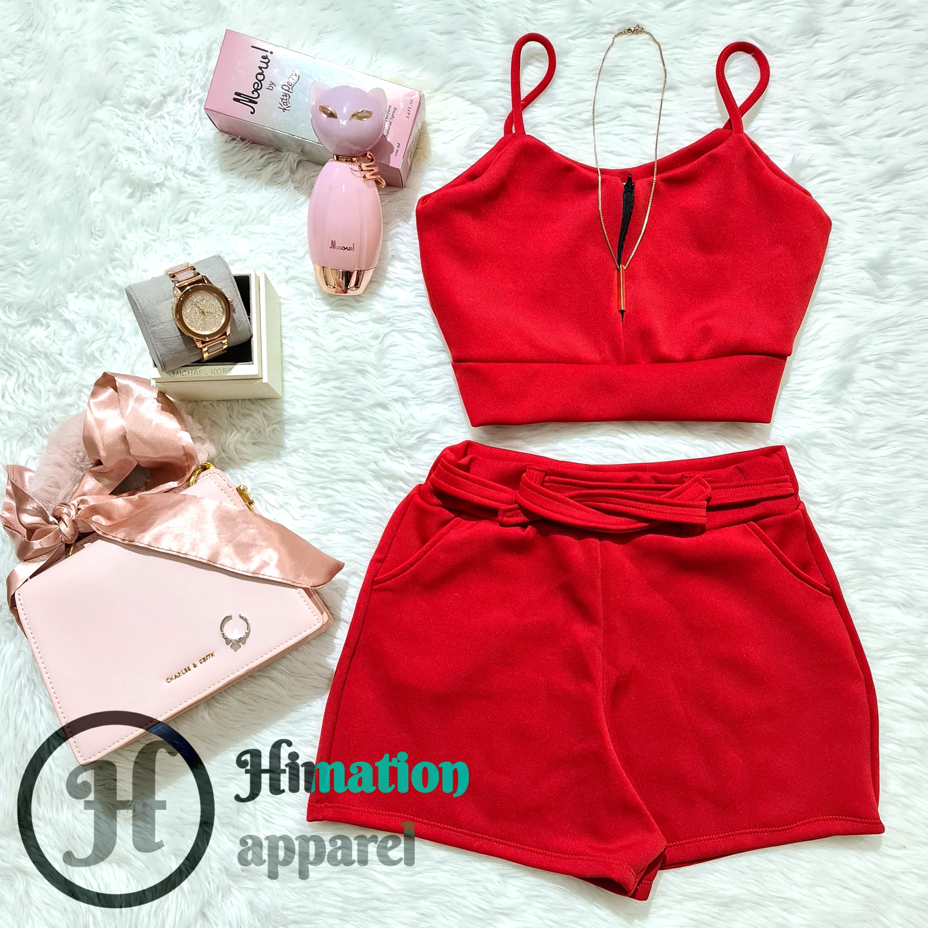 highwaist shorts terno with crop top 