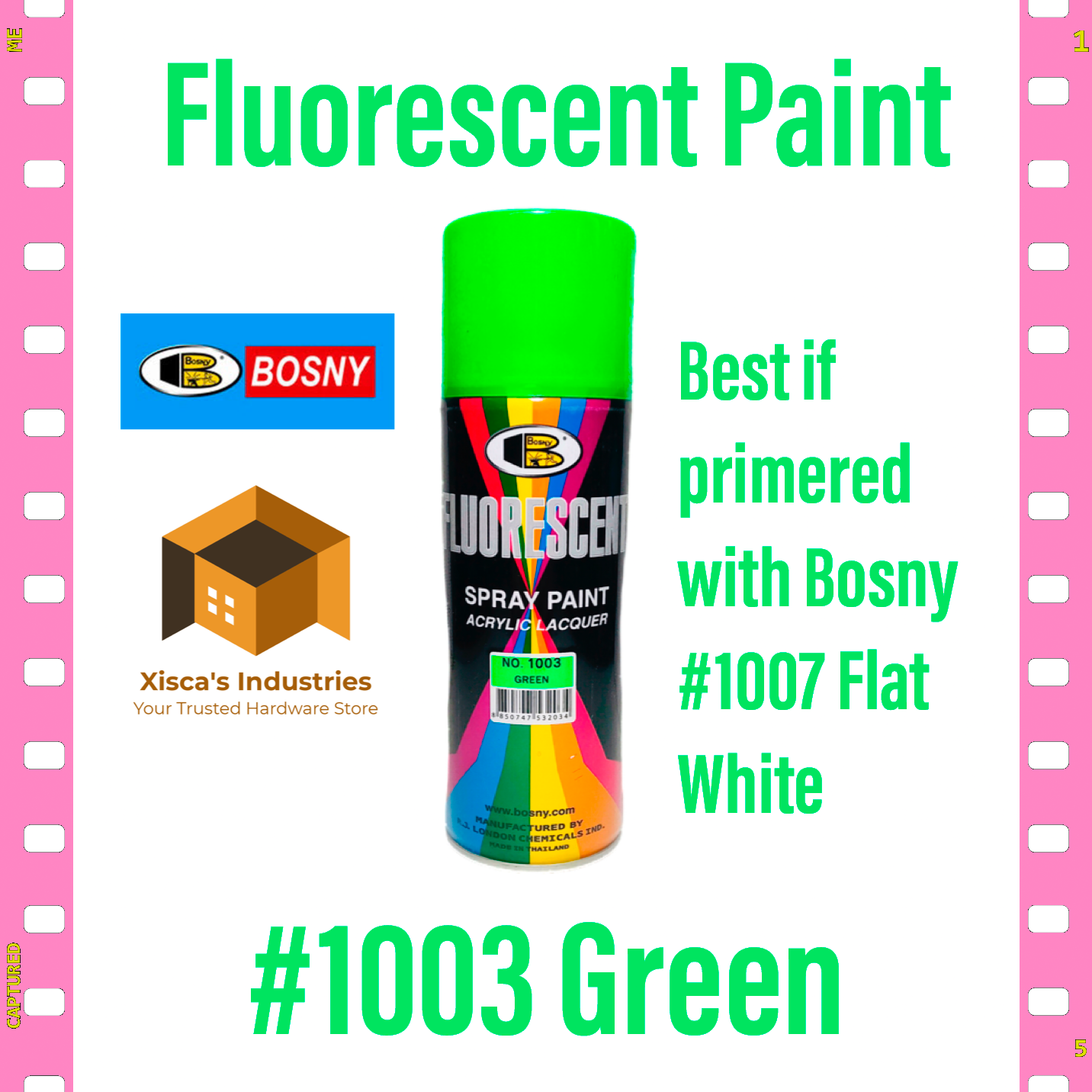 Bosny Fluorescent Spray Paint Acrylic Spray Bright Glowing Colors Paint