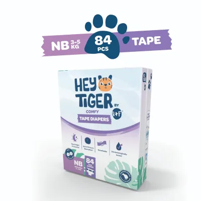 HEY TIGER Tape Jumbo Pack NEWBORN (3-5 kg) - 84 pcs - Tape Diapers