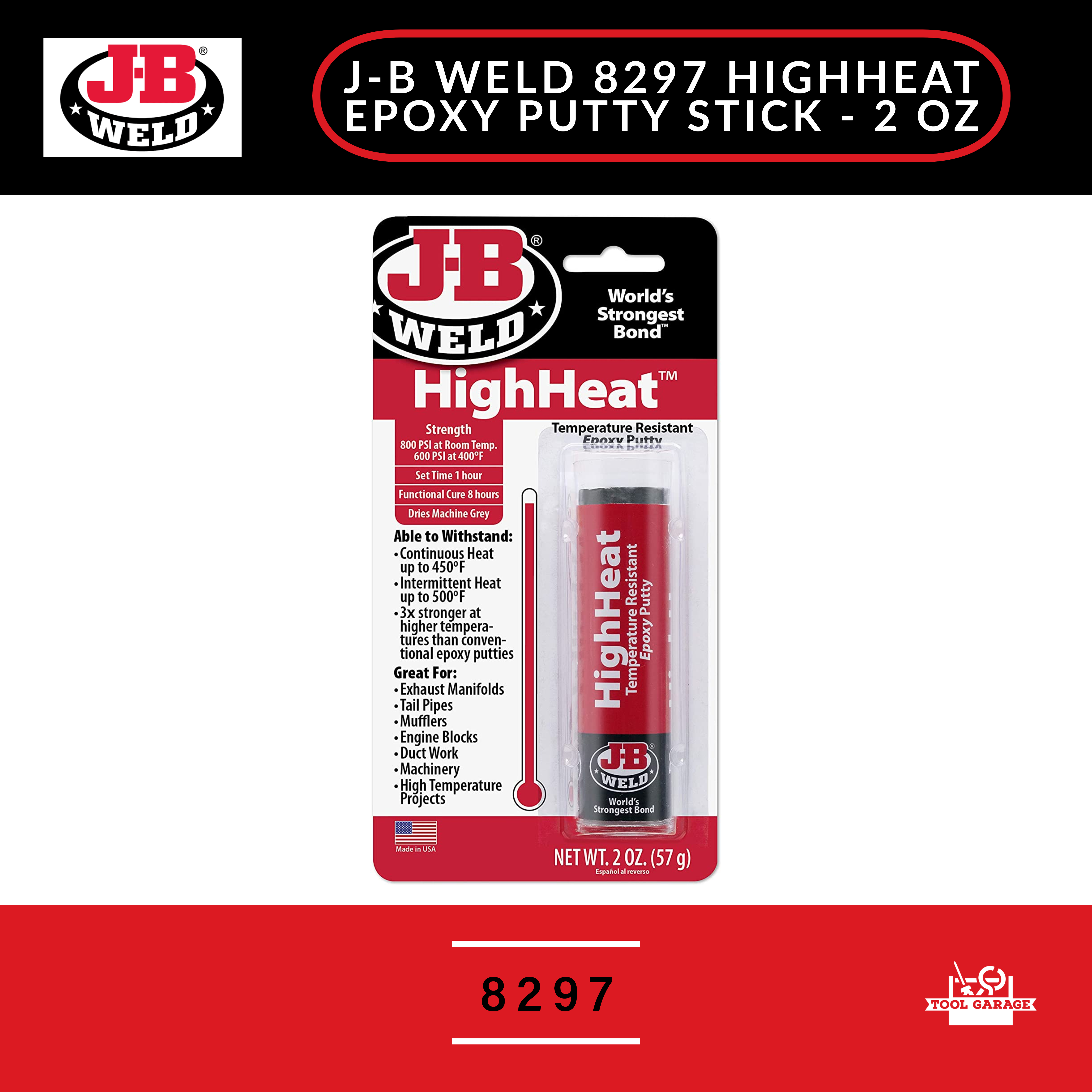 J-B Weld 8297 High Heat Epoxy Putty - 2 oz