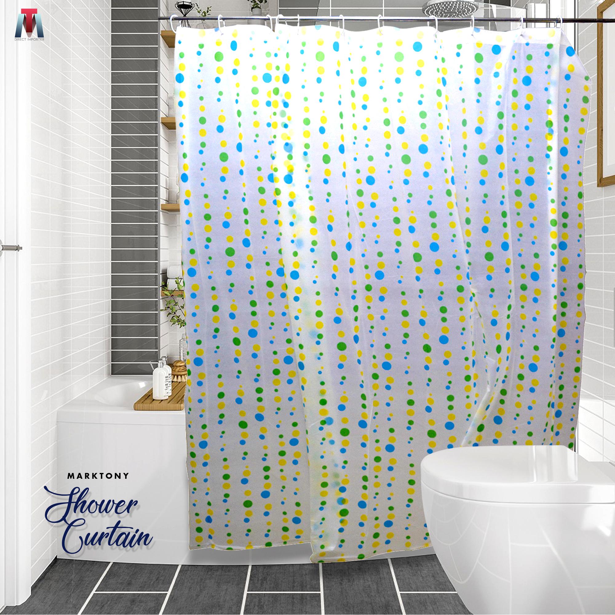 Shower Curtain Bathroom Waterproof Polyester Fabric Random Pattern&Hooks OD 