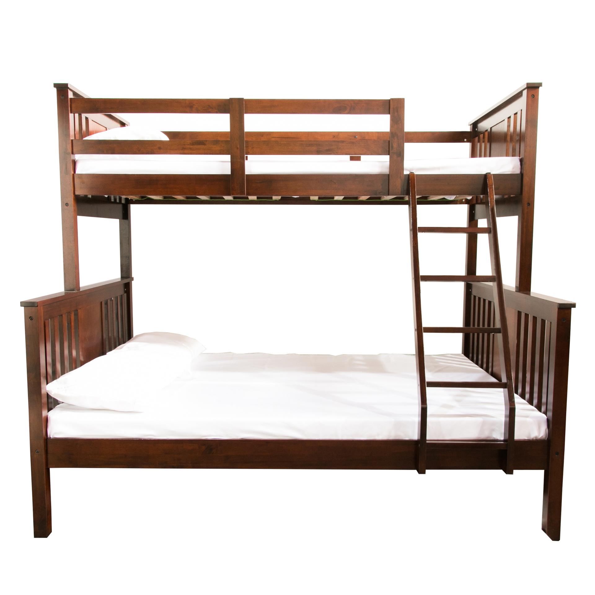 Handcrafted Solid Teak Wood Double Deck (Top Single Size, Bottom Double Size) Bed Frame