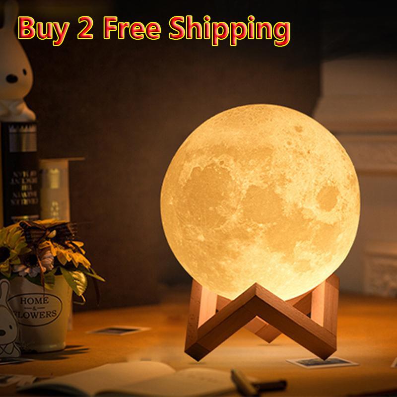 Customized 2//16 Colors 3D Print LED Moon Light Touch Switch Night Lamp Relax NEW