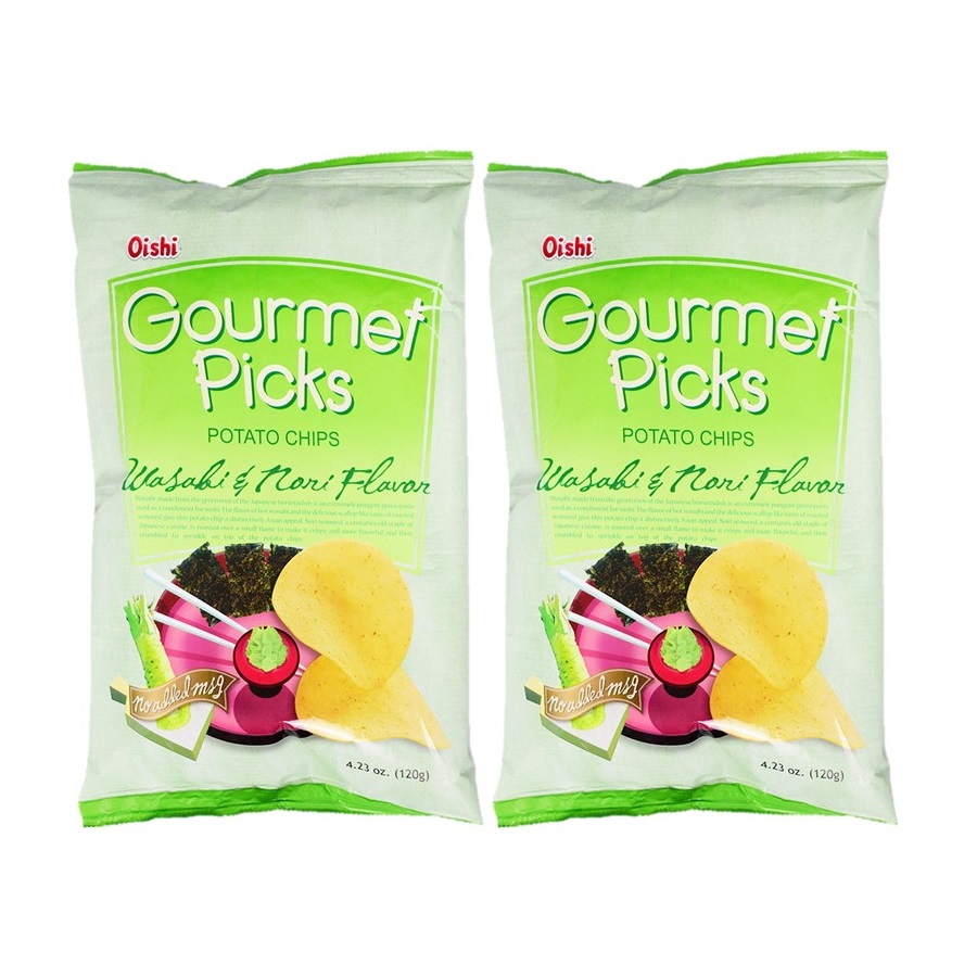 Oishi Gourmet Picks Potato Chips Wasabi & Nori Flavor 120g x 2 Lazada PH