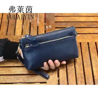 blue wristlet bag