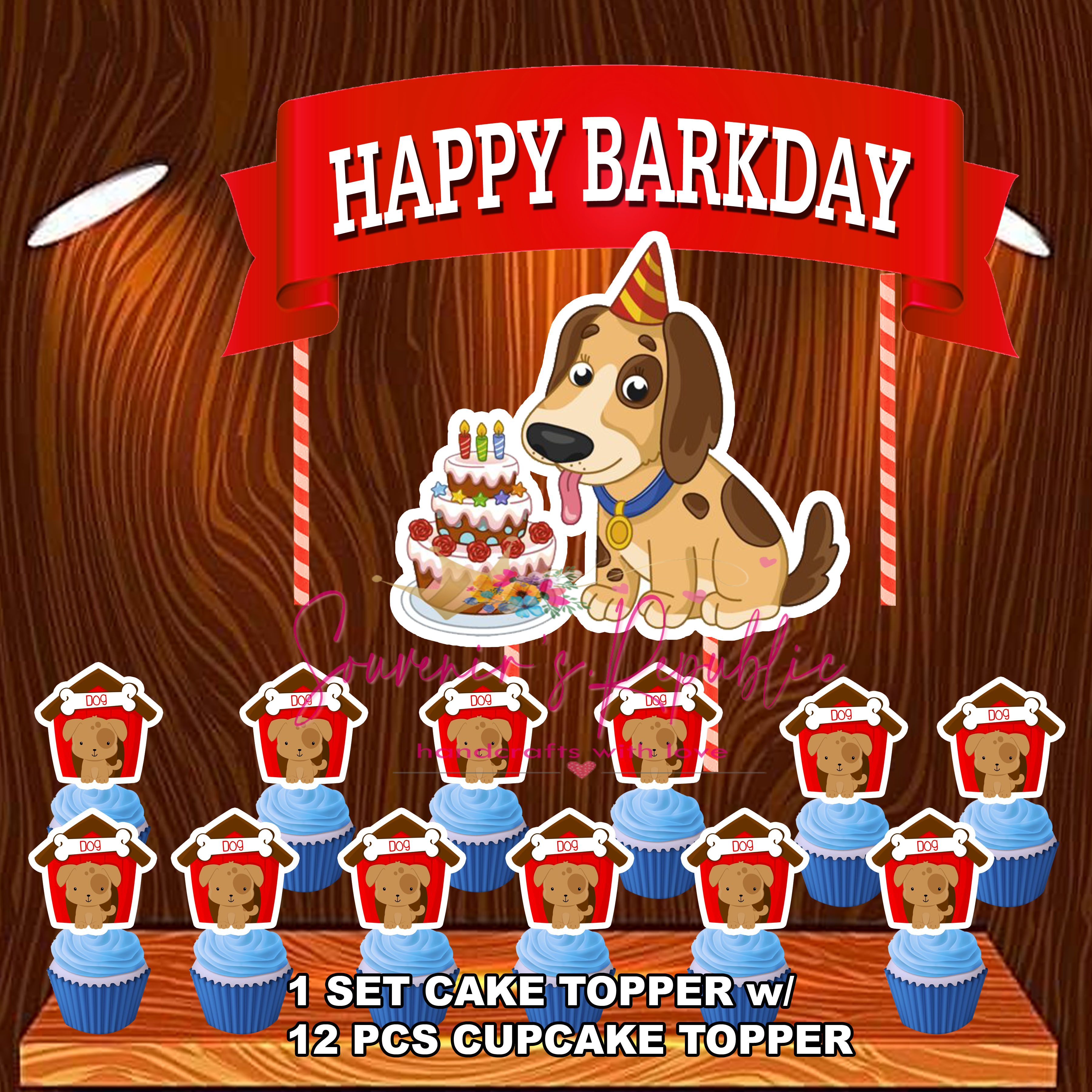 Barkday Boy Dog Cake Topper w/ 12 pcs. Cupcake Topper Set | Lazada PH