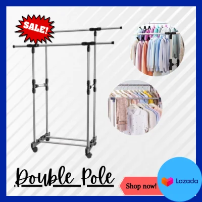 Double Pole Telescopic Stainless Steel Clothes Rack High Quality