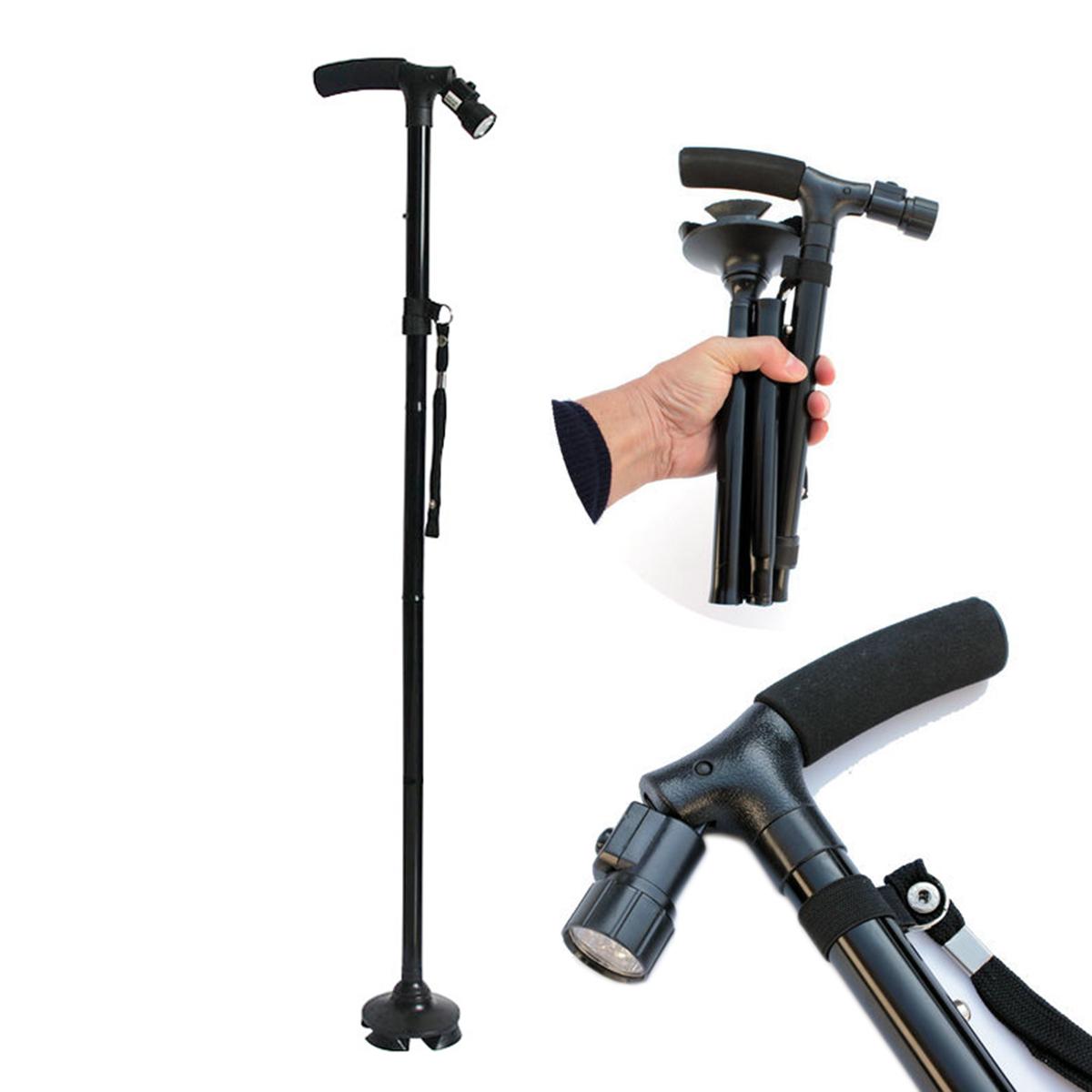 Trusty Cane, Magic Foldable Trusty Cane with LED Light, Walking Triple