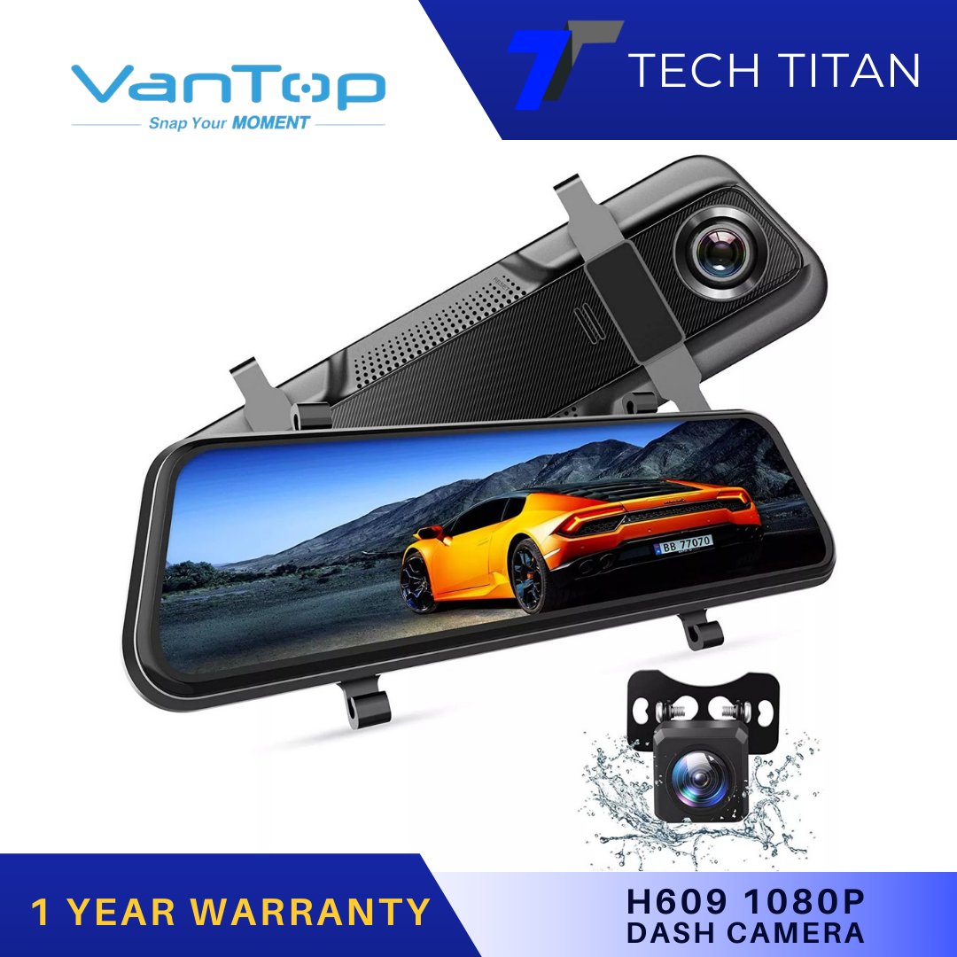 VanTop H609 Dual 1080P Mirror Dash Cam with 10" IPS Full Touch Screen w