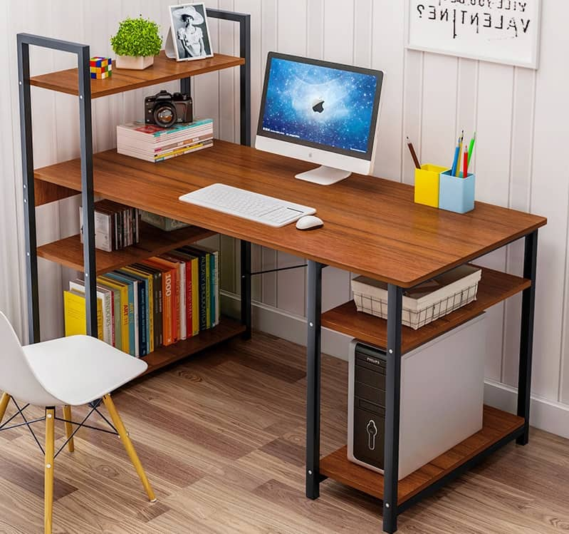 120cm Computer Table With Open Shelvings And Cpu Stand Office