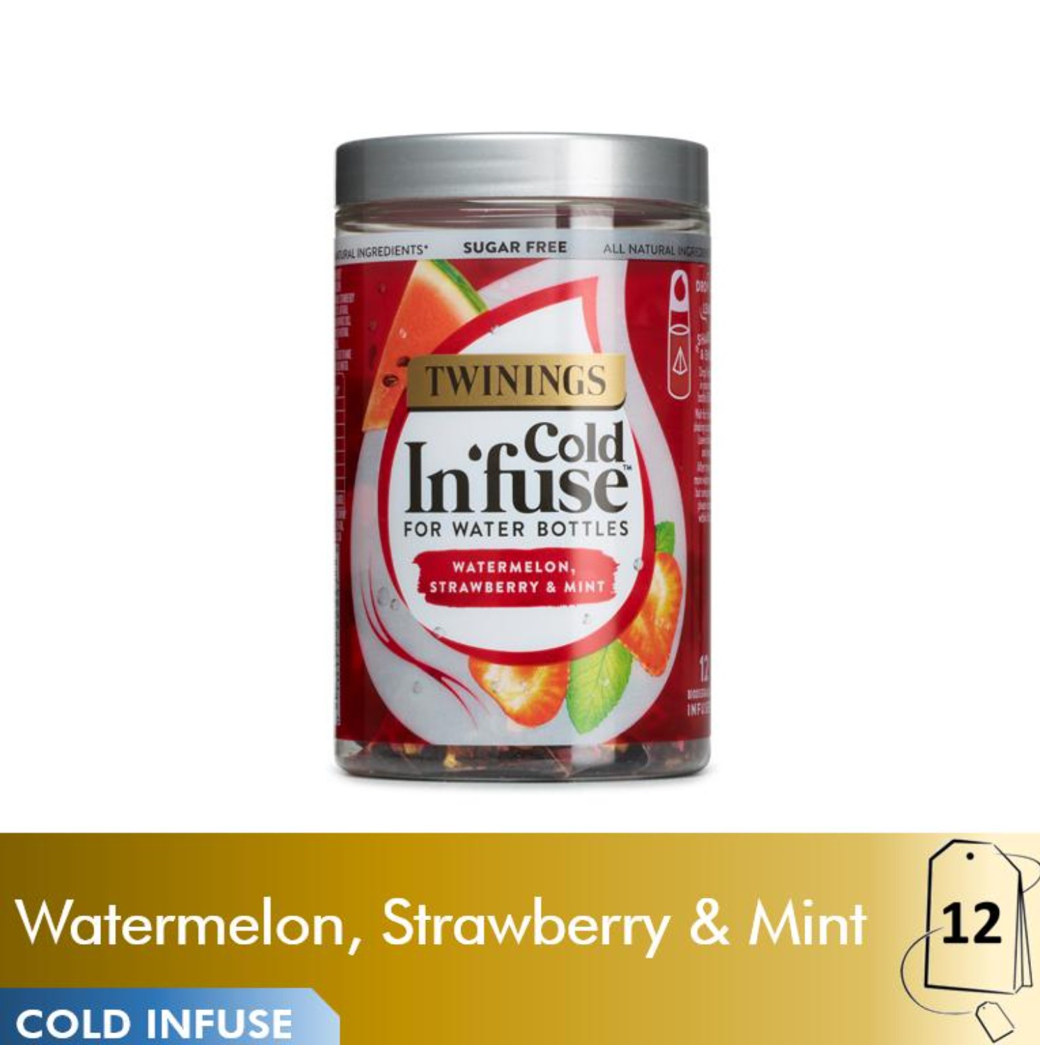 Twinings Cold Infuse Watermelon, Strawberry & Mint Flavoured Tea 30g (2 ...