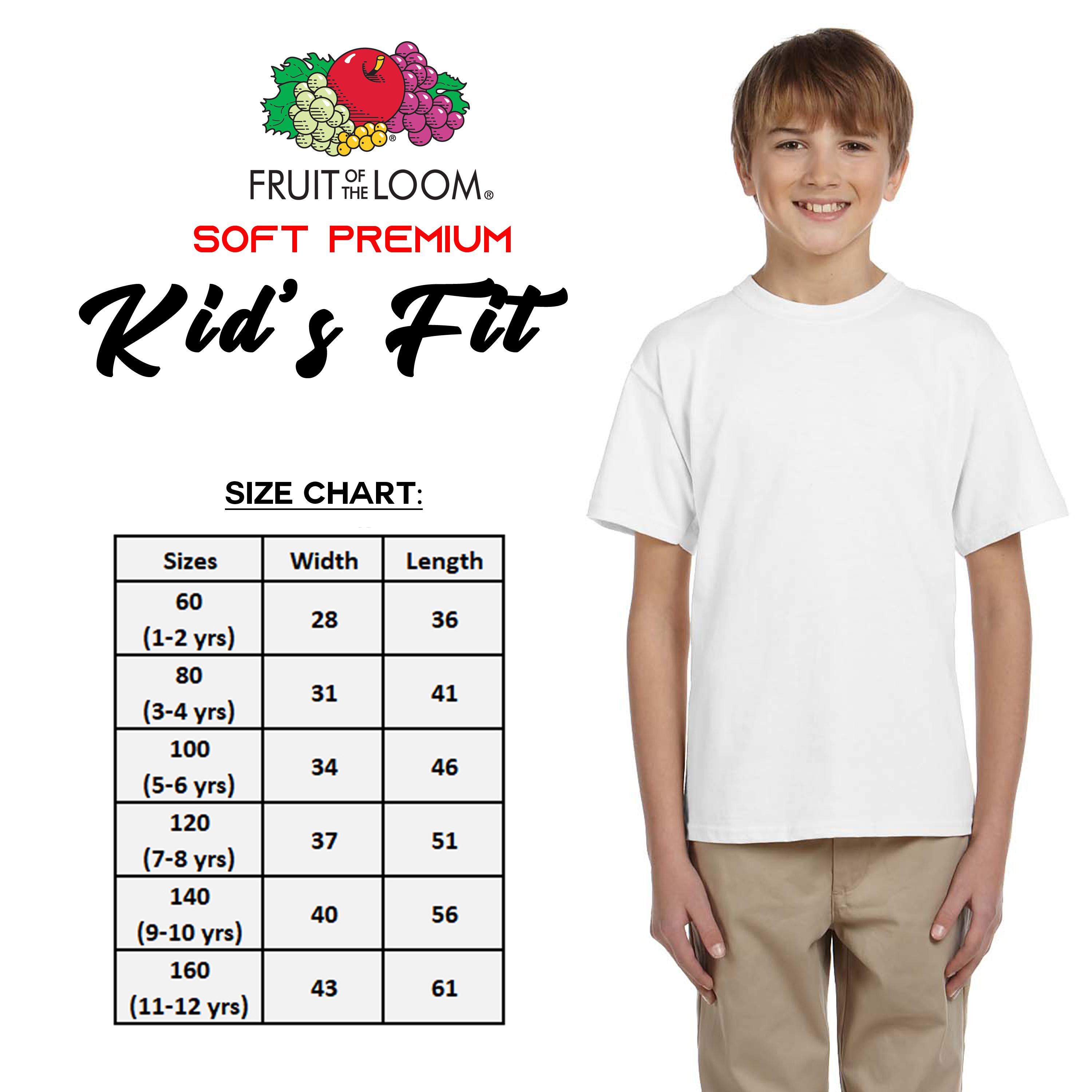 Fruit of the Loom Plain Cotton Kids Childrens Childs Boys Girls Tee T-Shirt 