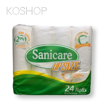 Sanicare Bathroom Tissue UPSIZE 24 Rolls 400 Sheets 2ply