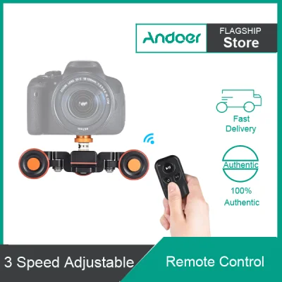 Andoer L4 PRO Motorized Camera Video Dolly with Scale Indication Electric Track Slider Wire-less Remote Control/1800mAh Rechargeable Bat-tery 3 Speed Adjustable Mini Slider Skater for Canon Ni-kon So-ny DSLR Camera iOS Android Smartphone, Black