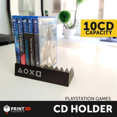 PS4 Game Box Stand Holder for 10 Pieces CD Discs Card with custom Playstation icons