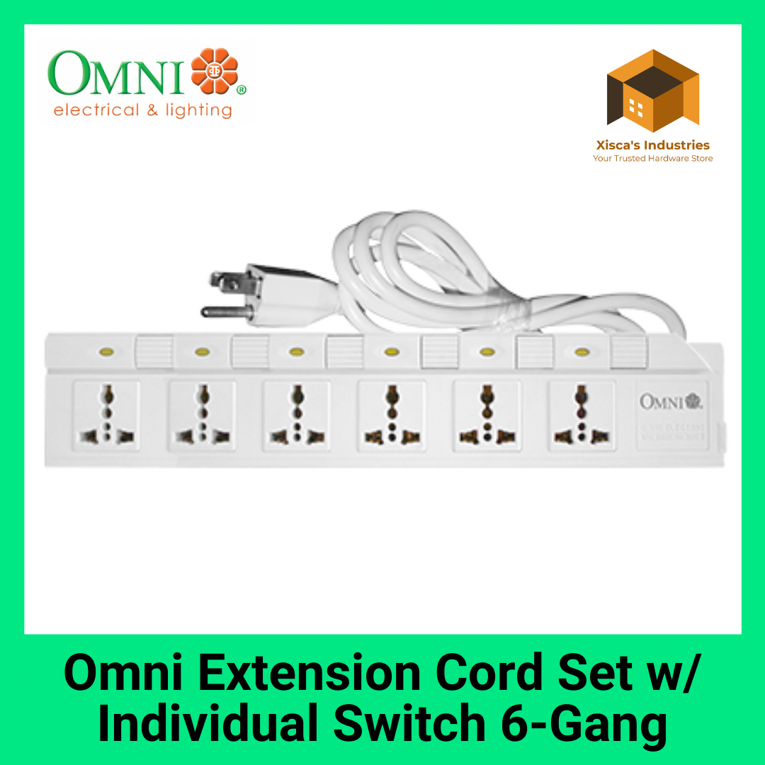 Omni Extension Cord Set Individual Switch 6 Gang 1 Meter Cord Length 2500w 10a 250v Wed 360 Pk Wed360 Pk Lazada Ph