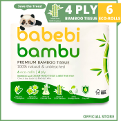 BabebiBambu Premium Bamboo Toilet Roll - 4 ply 6 rolls