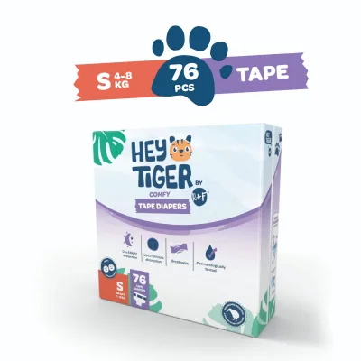 HEY TIGER Tape Jumbo Pack SMALL (4-8 kg) - 76 pcs - Tape Diapers