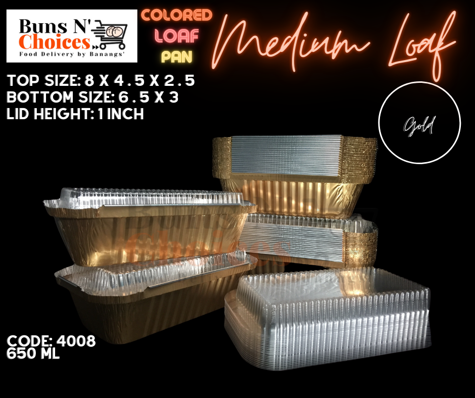 Buns N Choices] 4008 Medium Loaf Colored Aluminum Foil Pan with