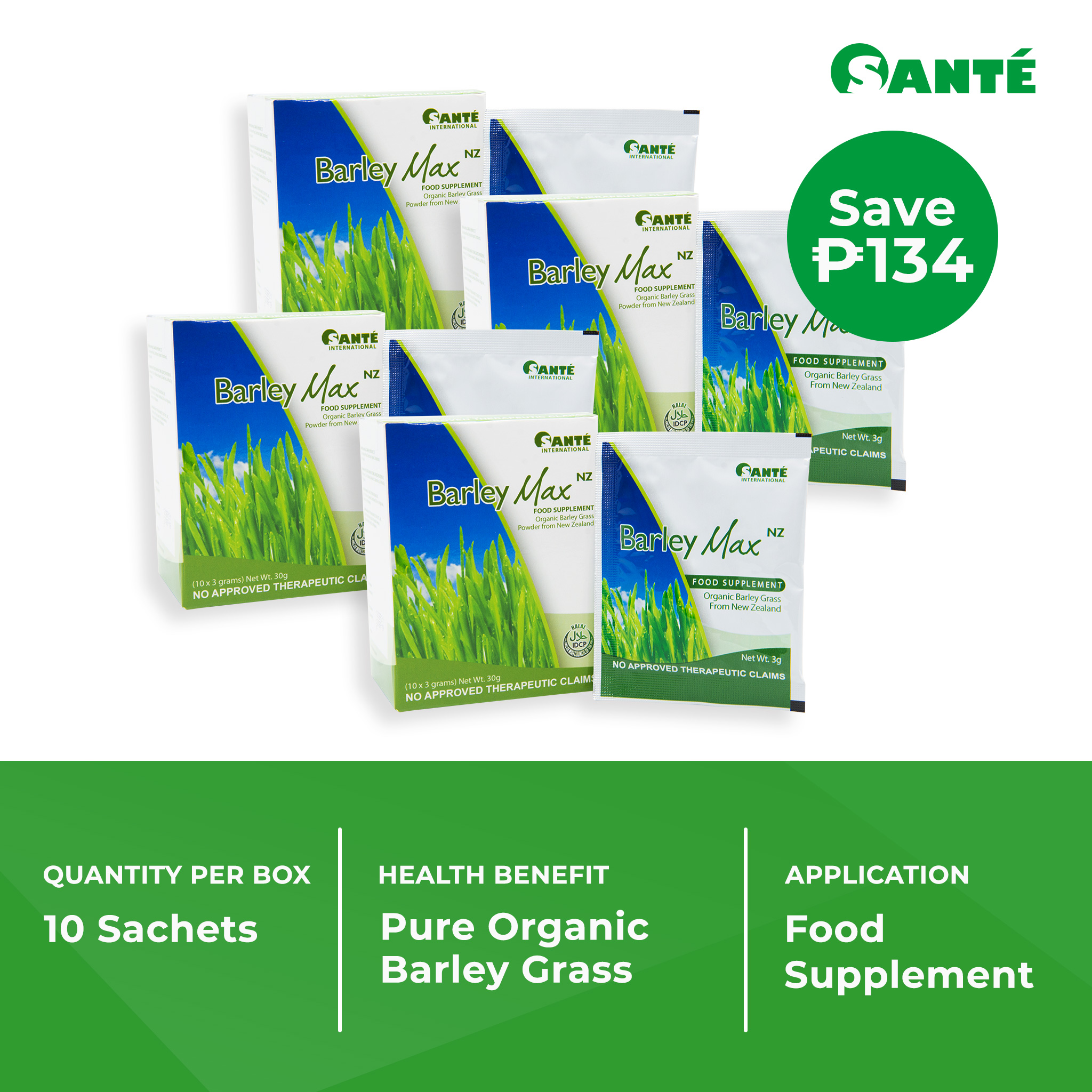 Sante Barley Max Food Supplement 4 boxes x 10 sachets Lazada PH