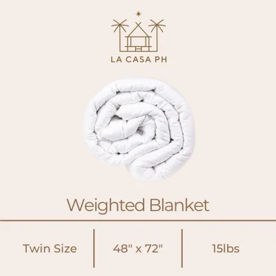 La Casa Ph Weighted Blanket for better sleep, reducing anxiety & less stress. Twin size 100% bamboo cover 15lbs.