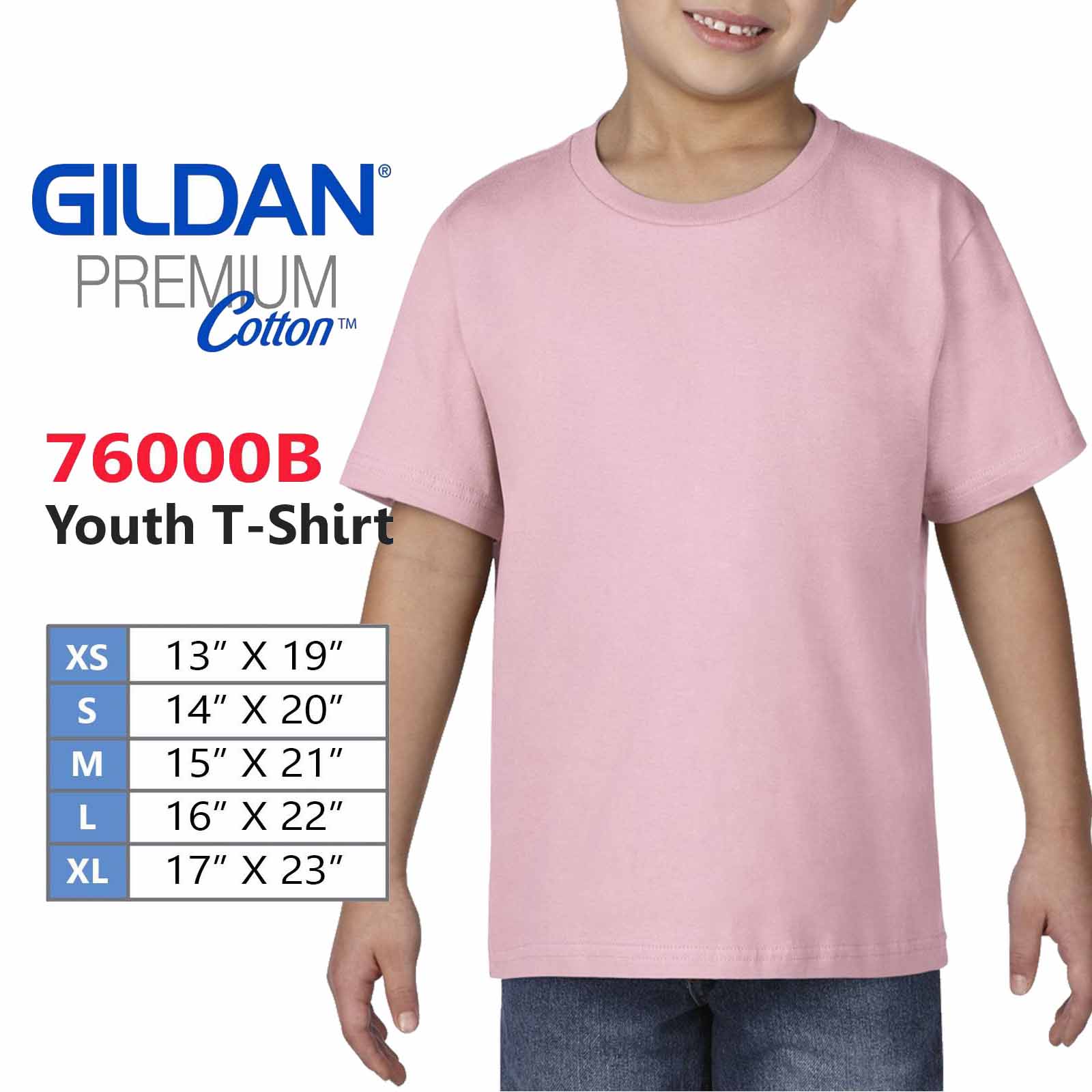 Gildan Childrens Unisex Heavy Cotton T-Shirt / S / Light Pink