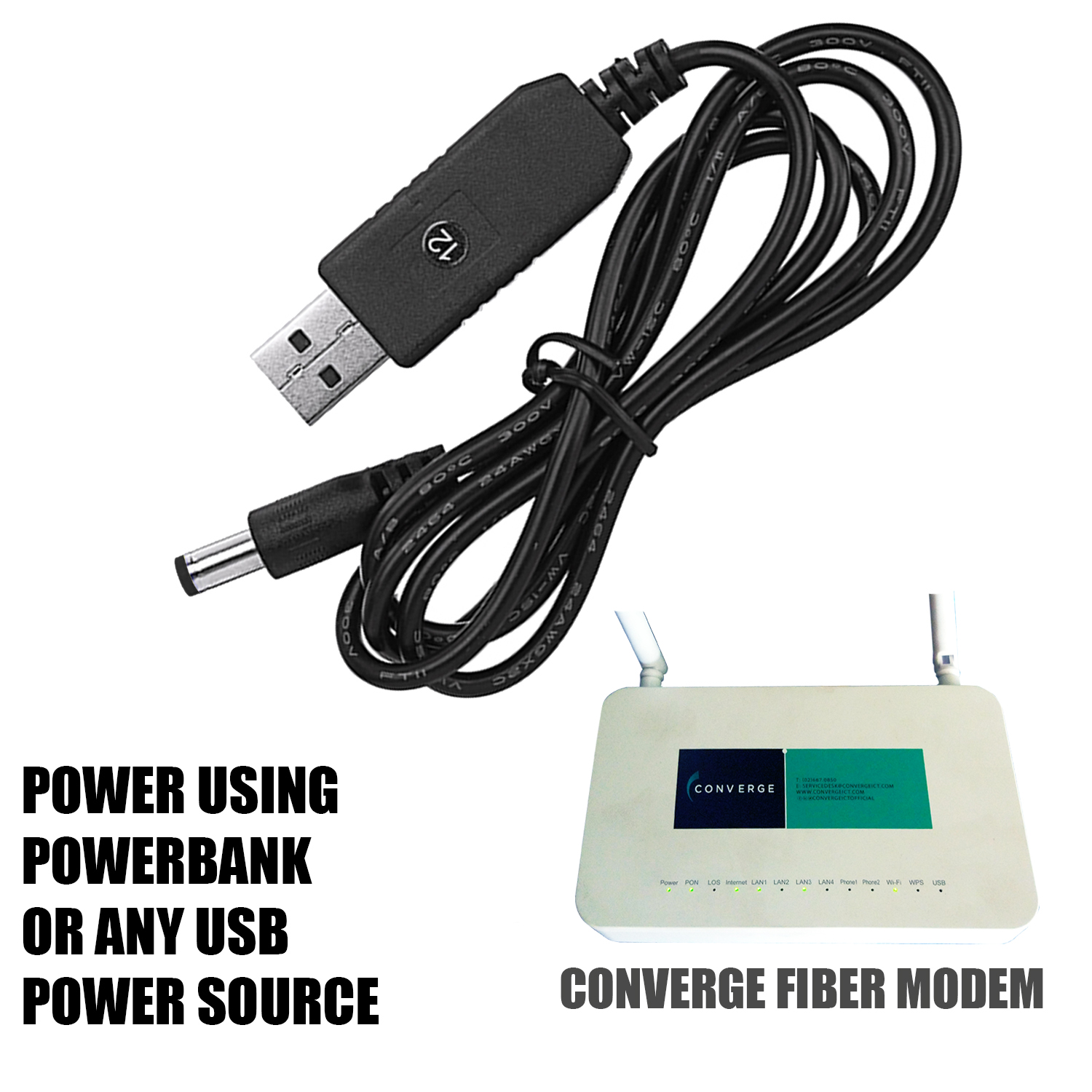 Zopsc Power Bank Router Cable With Digital Display - USB To DC Converter For Routers & Modems During Power Outages